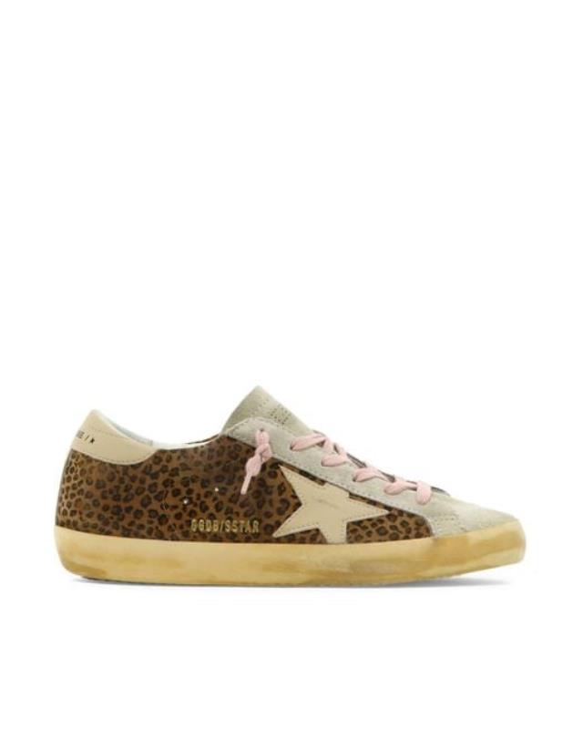 Women's Brown Super-star Maculated Suede Upper Suede Toe Leather Star And Heel