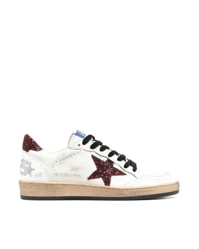 Women's White Ball Star Nappa Upper Glitter Star And Heel Crack Spur