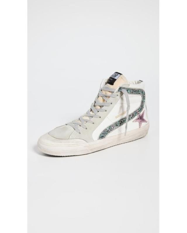 Women's White Slide Penstar Leather Upper Laminate Sneakers
