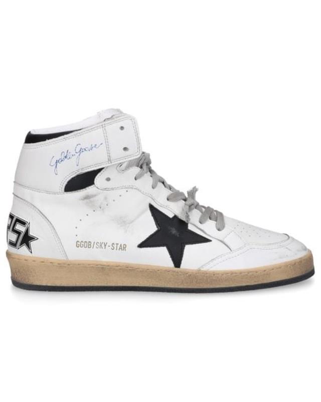 Men's White High-top Sneakers Sky Star Calfskin