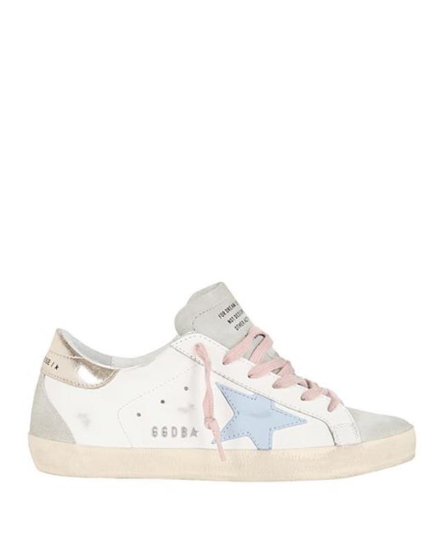 Women's White Super-star Leather Upper And Star Suede Toe And Spur Laminated Heel Metal Lettering