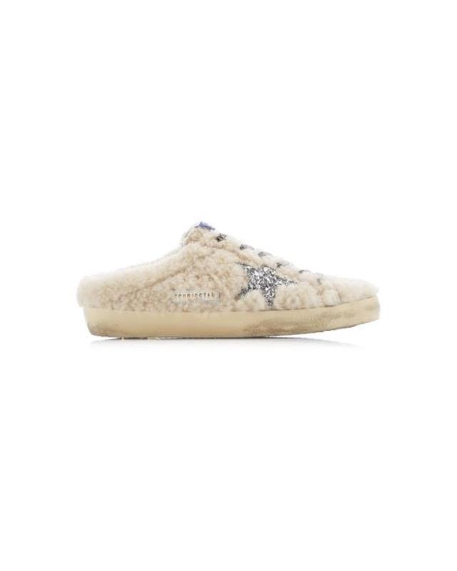 Women's White Superstar Sabot Shearling Slip-on Sneakers