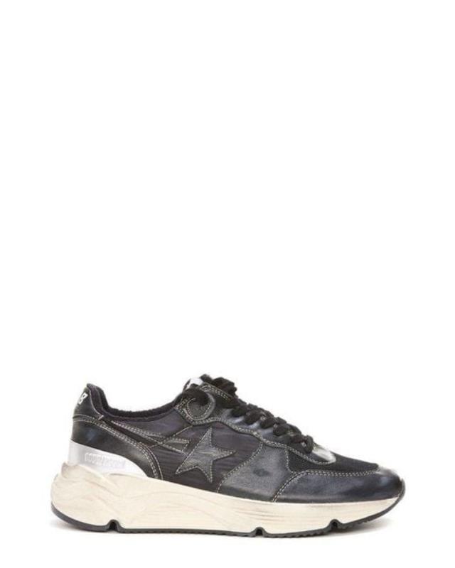 Men's Black Logo Patch Lace-up Sneakers