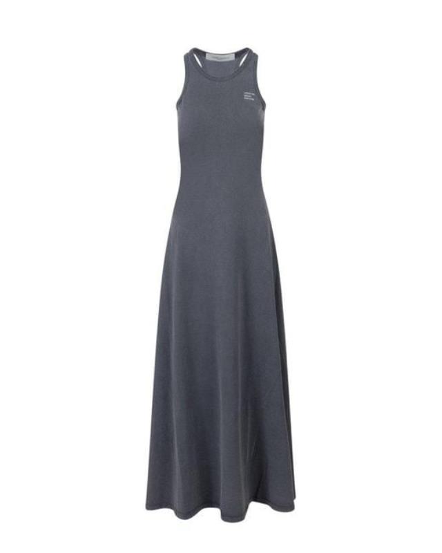 Women's Blue Sleeveless Crewneck Maxi Dress