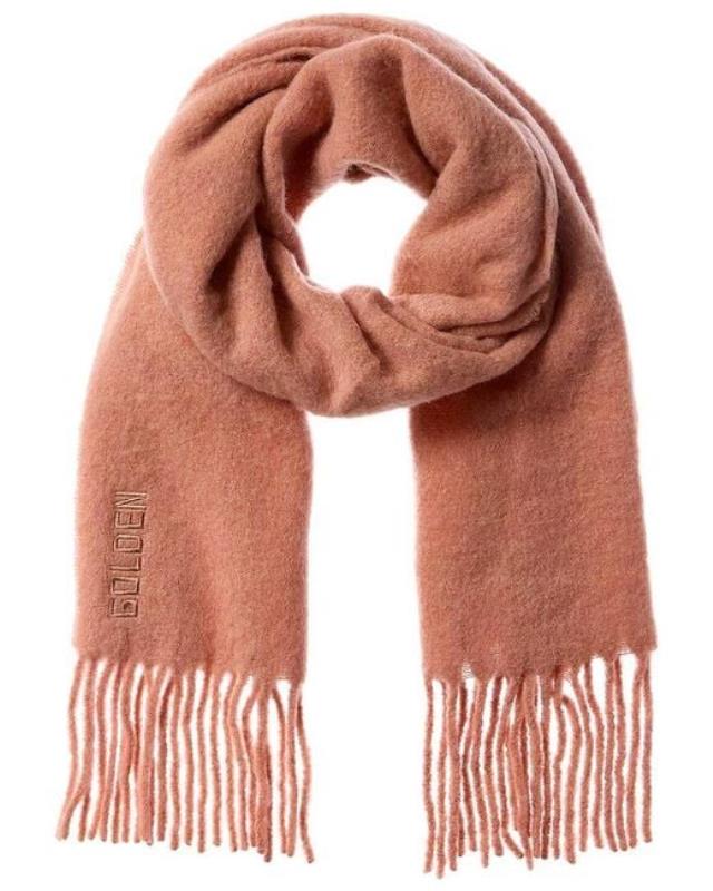Women's Red Lettering Fringe Alpaca-blend Scarf