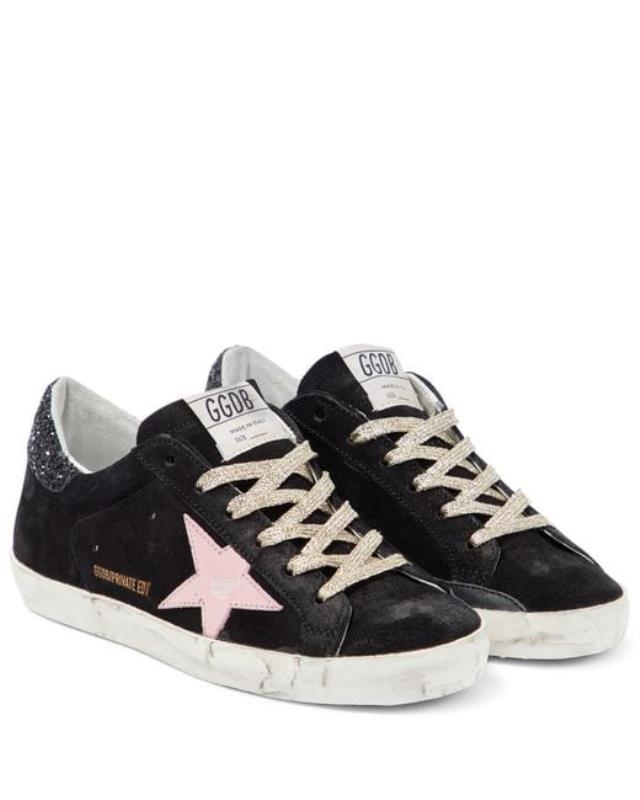 Women's Black Superstar Suede Sneakers