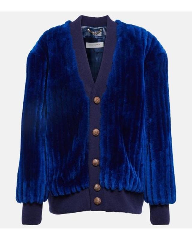 Women's Blue Shearling Cardigan