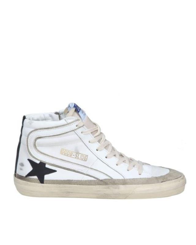 Men's Slide Sneakers In White Leather