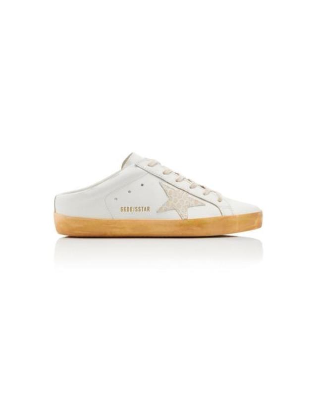 Women's White Super-star Sabot Leather Sneakers