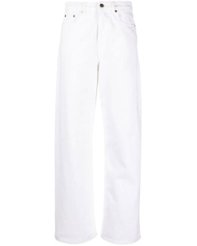 Women's White High-rise Wide-leg Jeans
