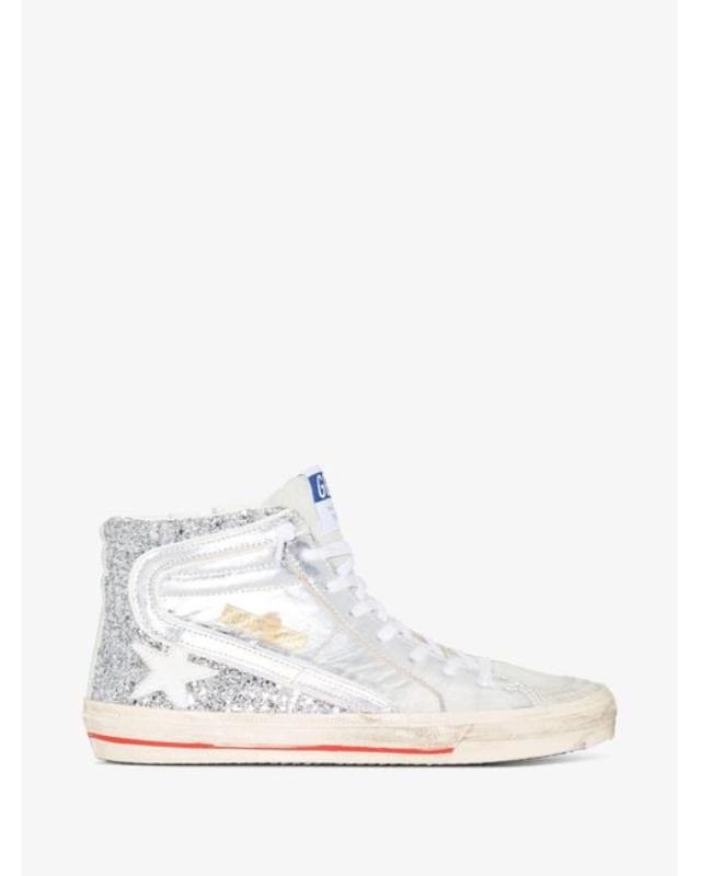 Women's White Slide High Top Leather Sneakers