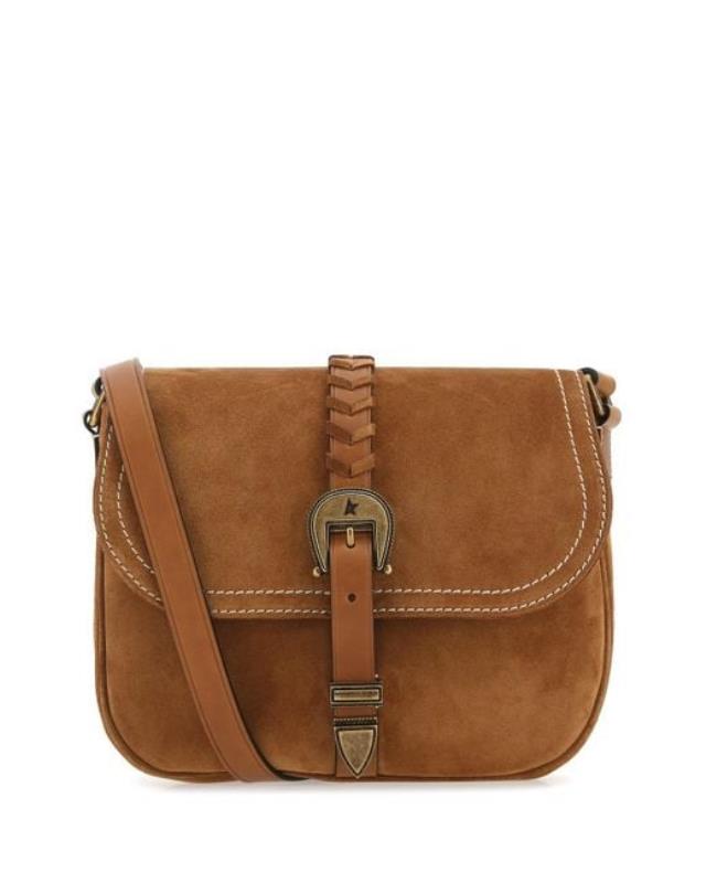 Women's Brown Caramel Suede Rodeo Crossbody Bag Golden Goose Deluxe Bra