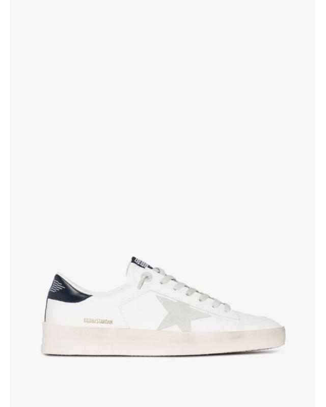 Men's White Stardan Low Top Leather Sneakers