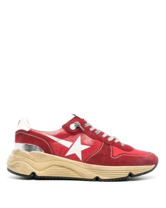 Men's Pink Running Sole Leather Sneakers
