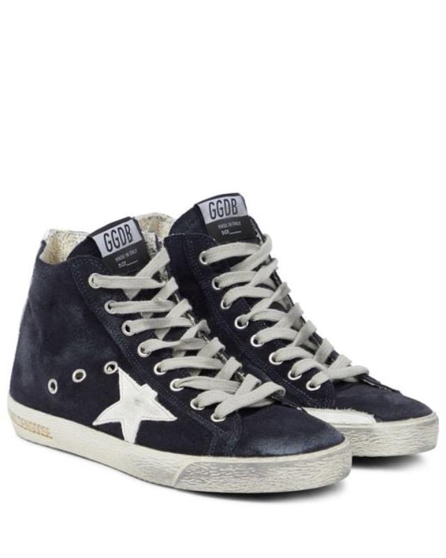 Women's Blue Francy High-top Suede Sneakers