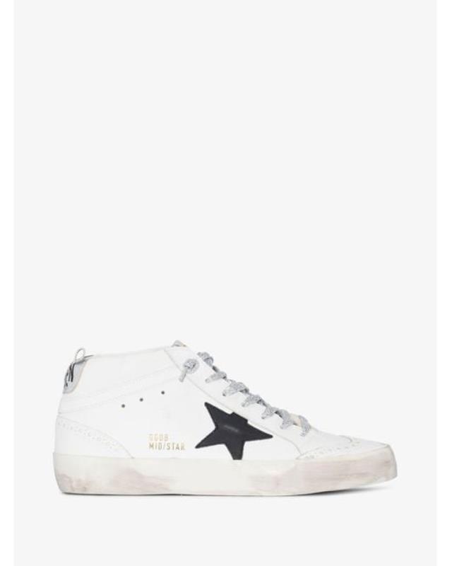Women's White Mid-star Leather Sneakers