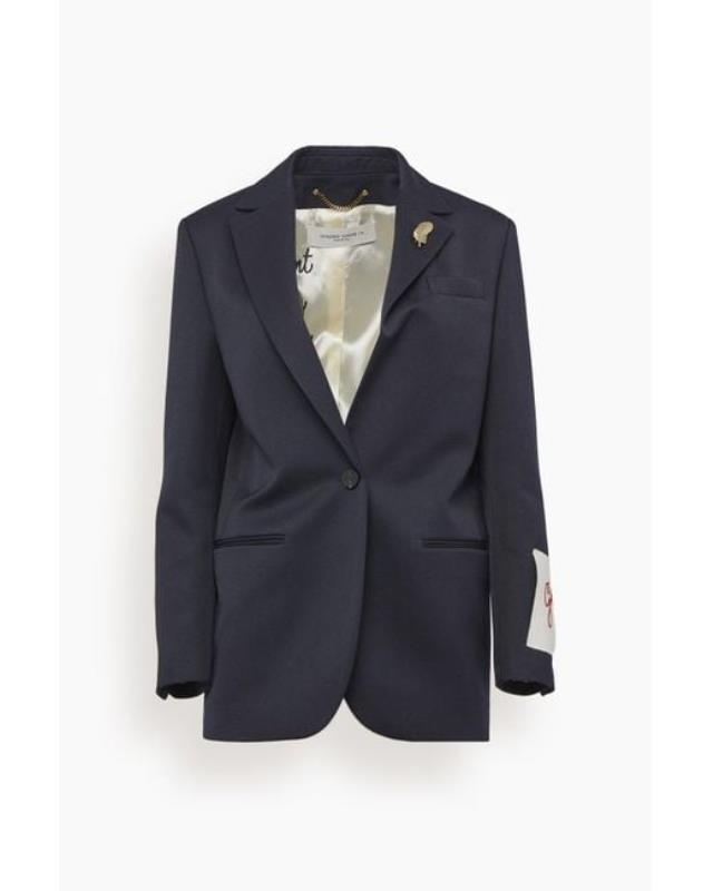 Women's Blue Single Breasted Tom Boy Blazer