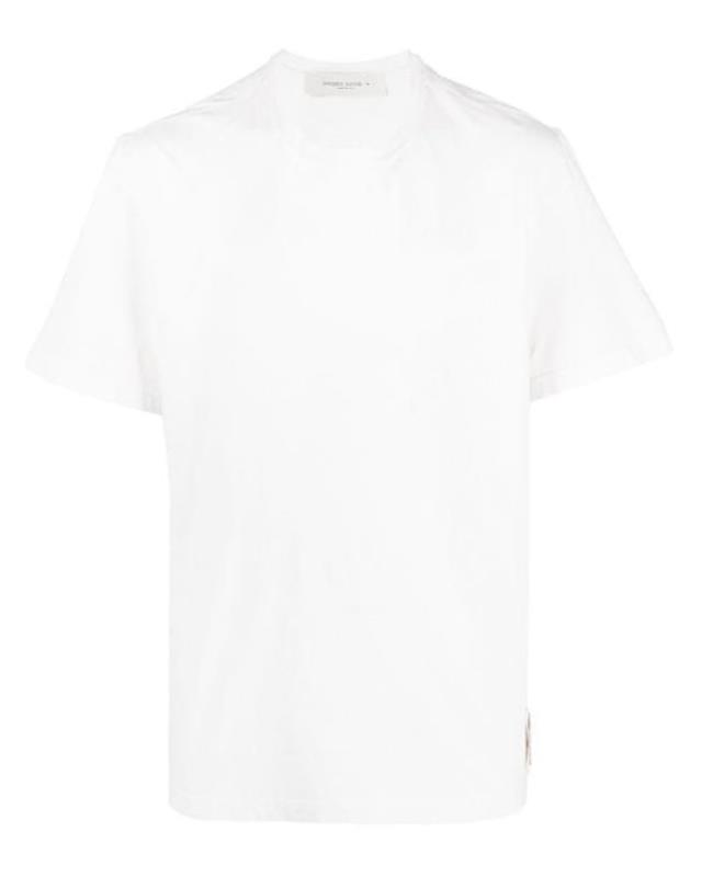 Men's White Embroidered-logo Short-sleeved T-shirt