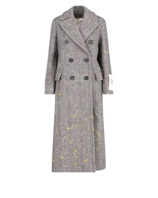 Women's Gray 'herringbone' Long Coat