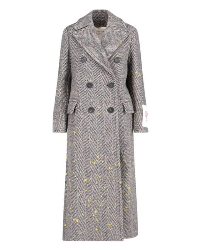 Women's Gray 'herringbone' Long Coat