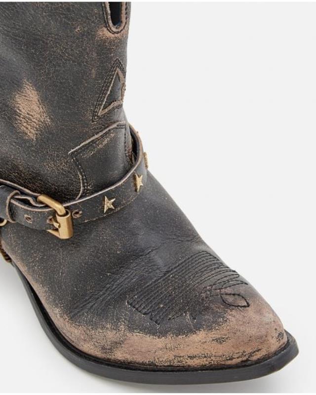Women's Black Wish Star Leather Low Boots