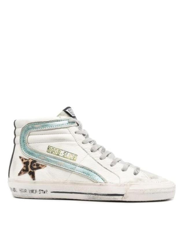Women's White Slide Sneakers With Animalier Star